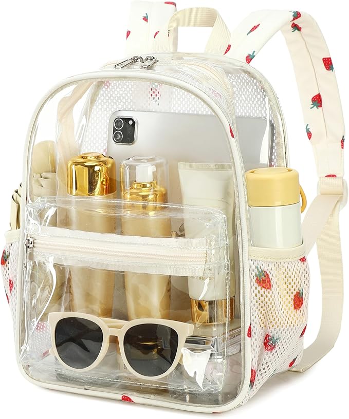 BTOOP Clear Mini Backpack for Stadium Events 12x12x6 Small Transparent Backpacks Plastic See Through Clear Bag for Concerts Work Festival Security Travel