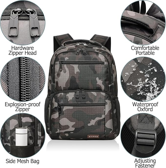 BIKROD Backpack for Boys Men, School Backpack for Teens Girls, Lightweight Casual High School Bookbag, Daily-use Travel Laptop Backpack with USB Charging Port Fits 15.6 Inch Notebook