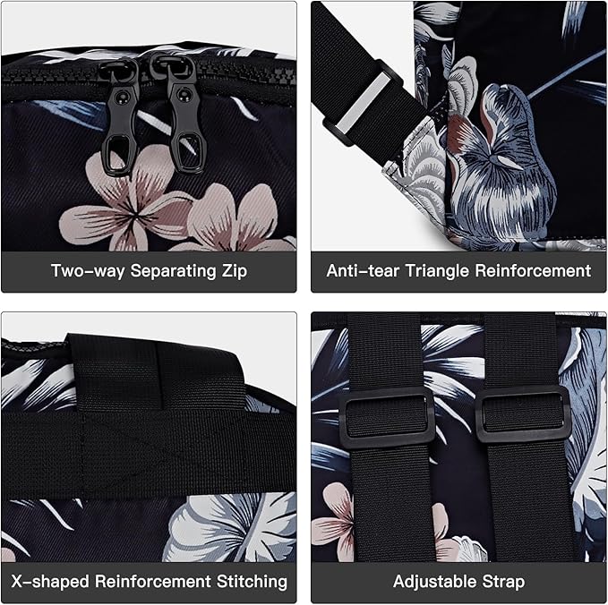Women’s Backpack Purse Medium Size with Trolley Sleeve, Adjustable Strap/Top Handle, Water Resistant Travel Daypack, Hawaii Flower