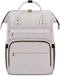 LOVEVOOK Laptop Backpack for Women,15.6 Inch Professional Womens Travel Backpack Purse Computer Laptop Bag Nurse Teacher Backpack,Waterproof College Work Bag Carry on Back Pack with USB Port,Off-white