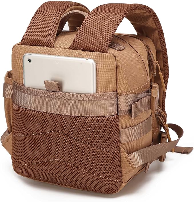9L Mini Backpack for Women, 9L Small Hiking MOLLE Backpack for Gym, Travel, Camping (Brown)