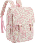 Women Laptop Backpack, Corduroy 15.6" Travel Backpack for Work College Business, Teacher Nurse Bag with Large Capacity School Bookbag Bags for Girls - Flowers Pink