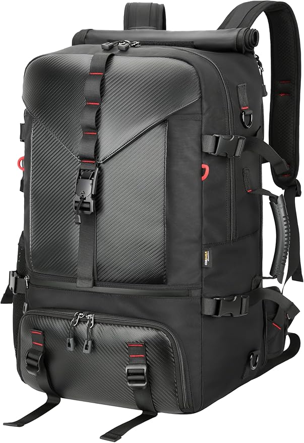 SWICKY Travel Backpack for Men, 40L-50L Flight Approved Carry On Backpack,Hiking Laptop Backpack with Shoe Compartment & Water Bottle Pocket,17 Inch Laptop Sleeve, 3-4 Day Business Travel
