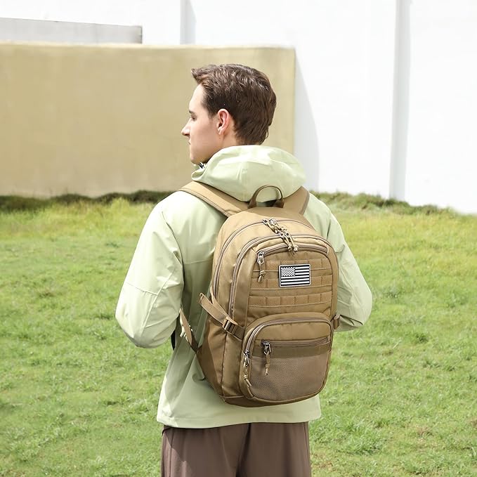 Military Tactical Backpack for Men Army 3 Days Assault Pack Bag with Molle System for Outdoor Adventures (khaki, 25L)