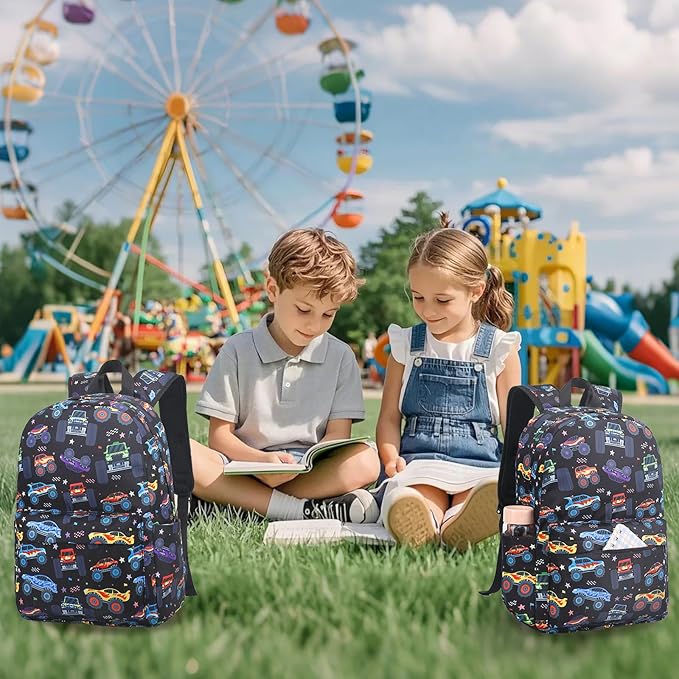 LEDAOU Kids School Backpack with Lunch Box for Boys Girls Kindergarten BookBag School Bag Preschool Toddler Backpack (Black)