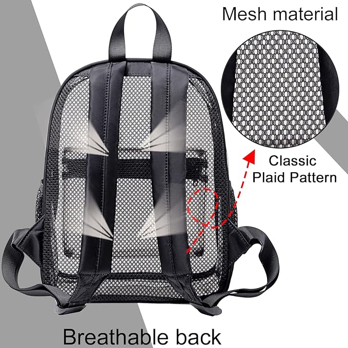 Clear Mini Backpack Stadium Events 12x12x6 Small Transparent Backpacks Plastic See Through Bag for Work Festival Security Travel