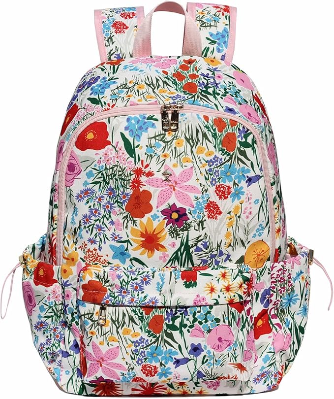 ESVAN Personalized Gifts Backpack Canvas Linen Nylon 17 inch Laptop Bag for Women Casual College