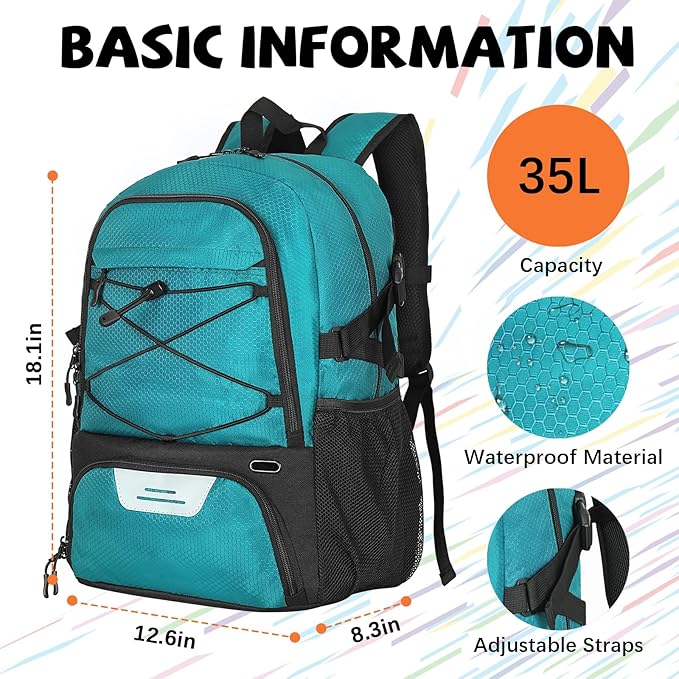Goloni Basketball Bag,Large Sports Bag with with Separate Ball & Shoe Compartments,Gym Bag for Basketball,Soccer,Volleyball