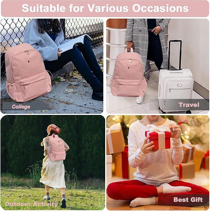 ESVAN Personalized Gifts Backpack Canvas Linen Nylon 17 inch Laptop Bag for Women Casual College