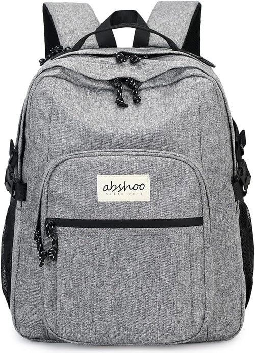 abshoo Classical Laptop Travel Backpack for Women Men College School Bookbag With USB Charging Port (Grey)
