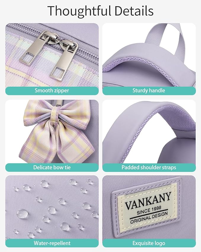 School Backpack for Teen Girls Cute Bookbags Middle High School College Laptop Bags Women Travel Teenage School Bag Daypack, Purple