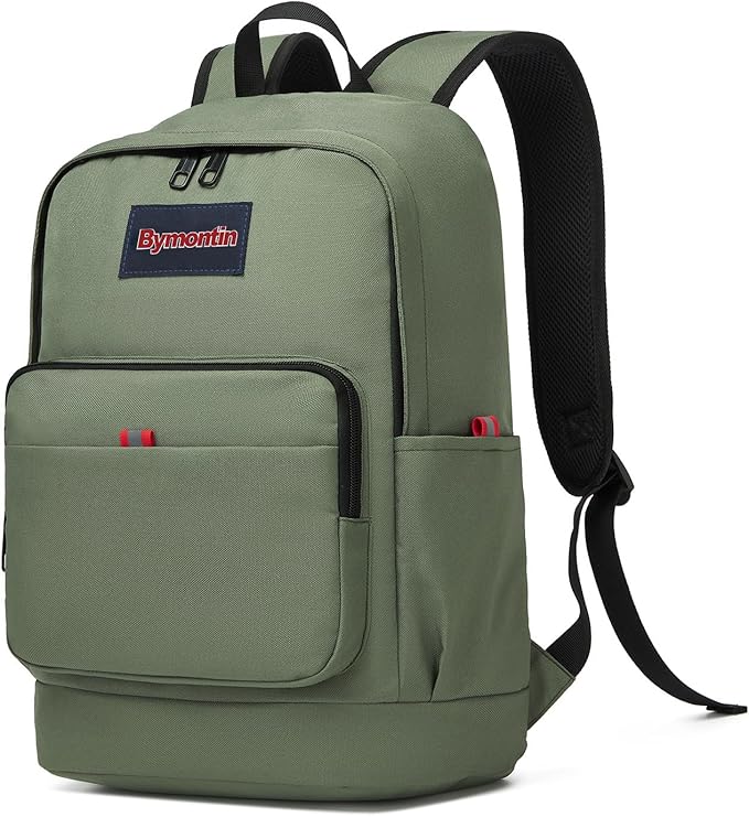 Classic Casual Backpack, Lightweight Daypack with 10 Pockets, Laptop Compartment, EVA Foam Pad (Olive)