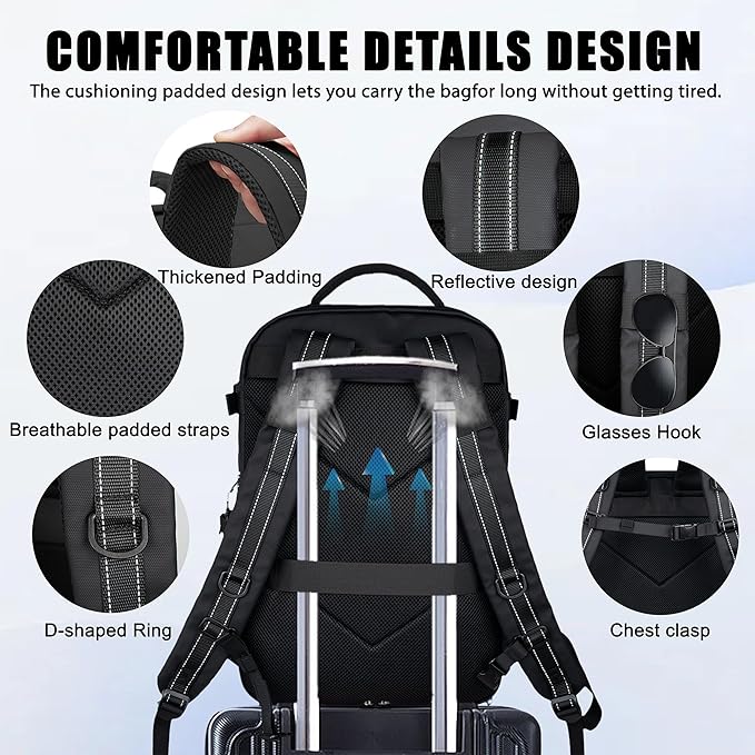 Travel Backpack for Men, 17.3 Inch Laptop Backpack, Water Resistant Business backpack with Waterproof zipper，Carry on Backpack with 30L Large Capacity Bag for Work College Travel