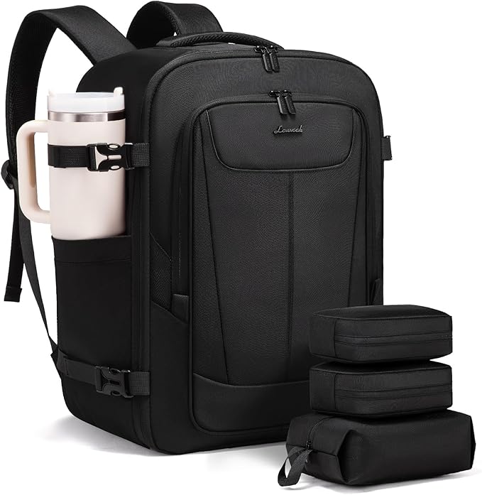 LOVEVOOK Travel Backpack for Men Women, 35L Carry on Backpack Flight Approved with 3 Packing Cubes, Large Personal Item Bag Fits 15.6 inch Laptop for Business Trip Weekender, Overnight Daypack, Black