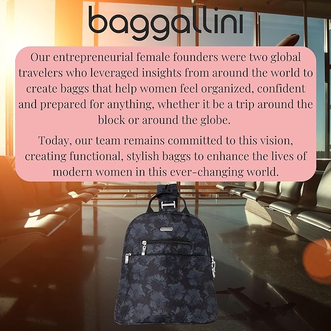 Baggallini Essential Mini Backpack Purse for Women - Built-in RFID Card Holder - Convertible Sling Bag with Adjustable Shoulder Strap