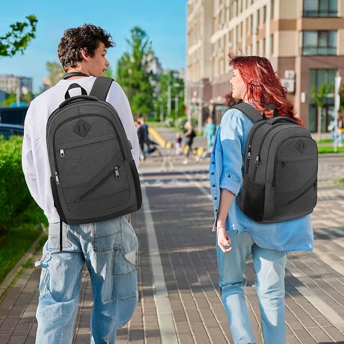 School Laptop Backpack for Women Men: 15.6 Inch College High School Backpacks with USB Charging Port Waterproof Travel Back Pack with Anti-theft Pockets Casual Work Daypack for Boys Students