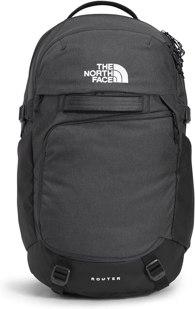 The North Face Router Everyday Laptop Backpack - Daypack, Water Repellent, Laptop Sleeve, Reflective Details, Asphalt Grey Light Heather/TNF Black-NPF, One Size