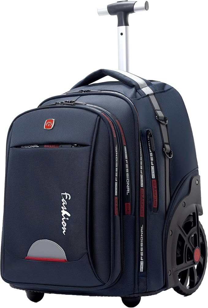 Rolling Backpack for Adults, 22 Inch Backpack with Wheels for Business, College Student and Travel Commuter, Waterproof Wheeled Backpack (blue)