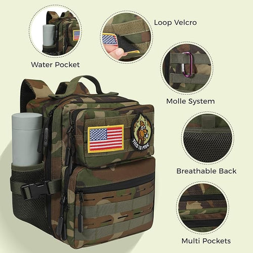 9L Mini Tactical Backpack for Men Women,Small Military Tactical Backpack for Sport,Gym,Hiking,Travel,Camping (Jungle Camo)