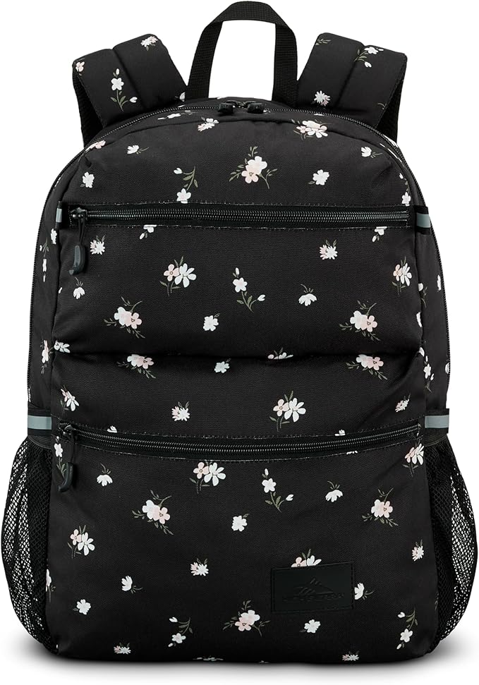 High Sierra Everclass Backpack - Travel or Work Laptop Bookbag with 360° Reflectivity, Dual Water Bottle Pockets & Fits Laptops Up To 15.6”, One Size, Floral Black