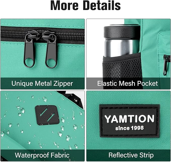 YAMTION 17 Inch School Backpack for Teens,Green Bookbag Classic Backpack with USB Port for High School College Students