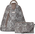 Baggallini Backpack Metro with RFID Phone Wristlet, Tan Python