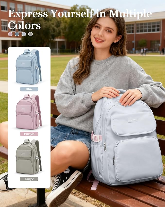 Cute Middle School Backpack For Teen Girls,Waterproof Casual Bookbags,Lightweight Travel Daypack,Basic Laptop College Backpack For Women(grey