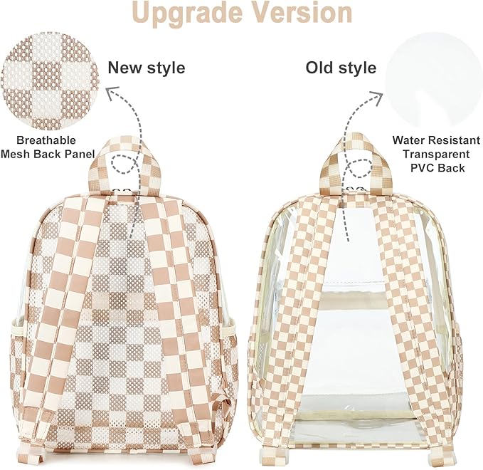BTOOP Clear Mini Backpack for Stadium Events 12x12x6 Small Transparent Backpacks Plastic See Through Clear Bag for Concerts Work Festival Security Travel