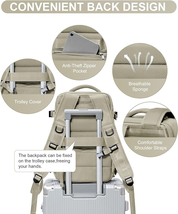 WONHOX Large Travel Backpack Carry on Flight Approved Laptop Work Business Backpack for Women Men Mochila de Viaje