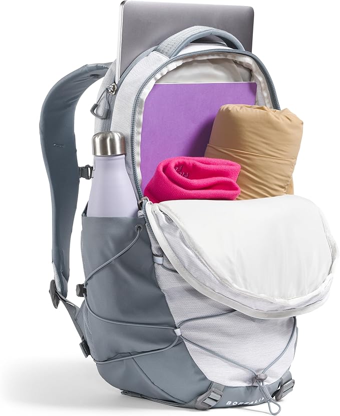The North Face Women's Borealis Commuter Laptop Backpack - Everyday Travel Bag, Laptop Sleeve, Reflective Details, TNF White Metallic Mélange/Mid Grey-NPF, One Size