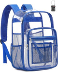 Extra Large Clear Backpack with TSA Lock, Heavy Duty Transparent See Through Clear Bookbag for College, Work, Travel, Casual Sport, Blue