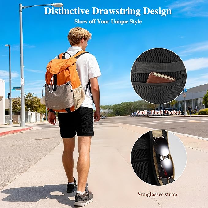 Drawstring Backpack for Teen Girls Boys, Work College Travel 17 Inch Laptop Backpack, Cute Back to School Bookbag, Casual Daypack for Middle High School University Daily Use Gym
