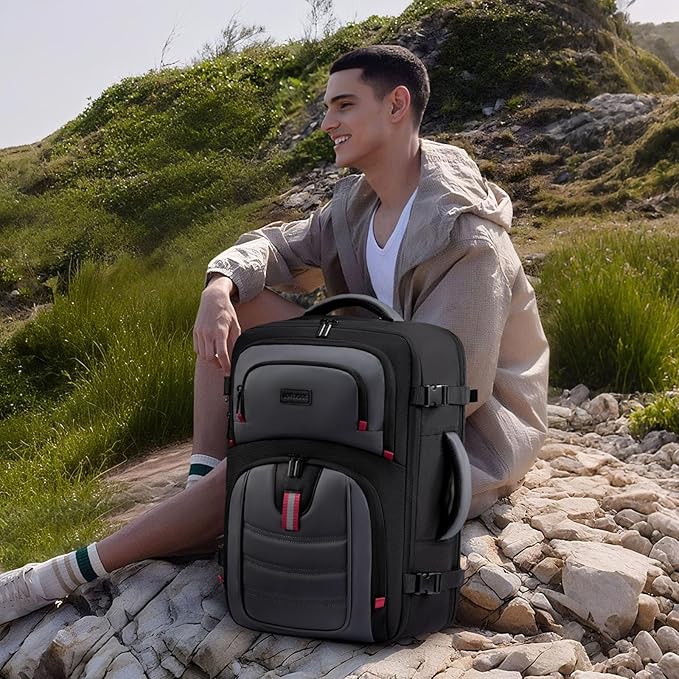 LOVEVOOK 50L Travel Backpack for Men, Airline Approved Carry On Luggage with 3 Packing Cubes, TSA Overnight Bags, Waterproof Personal Item Bag, Weekender Essentials Backpacks fits 18" Laptop