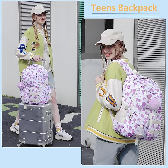 Hidds Backpack for Girls College School Backpacks Kids Bookbag School Bag Travel Laptop Daypack Teens Women (Purple)