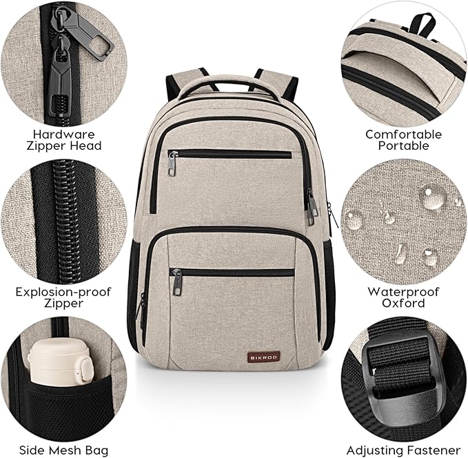 BIKROD Backpack for Girls Women, School Backpack for Teen Boys, Lightweight Casual High School Bookbag, Daily-use Travel Laptop Backpack with USB Charging Port Fits 15.6 Inch Notebook
