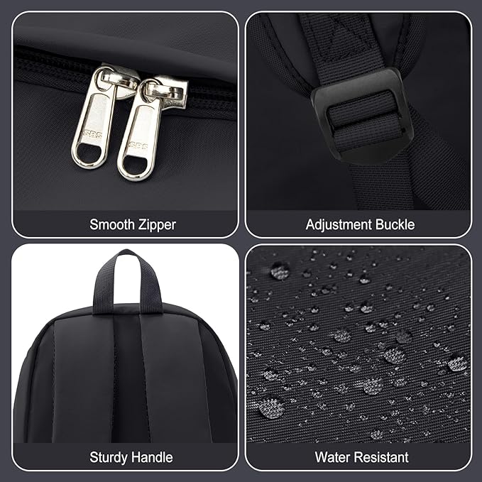 coofay Black Backpack For Women Small Backpacks For School Bag School Backpack For College Bookbag For Women Waterproof Gym Backpack For Men Book Bags