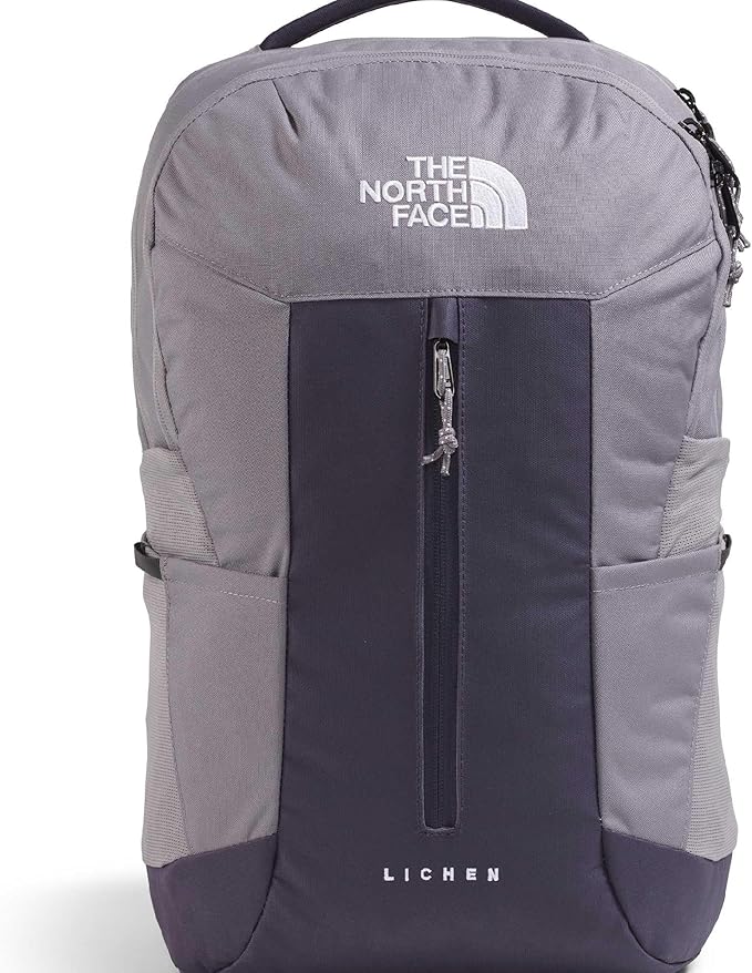 The North Face Lichen Daypack - Everyday Commuter Backpack, Laptop Sleeve, Water Bottle Pockets, Center Front Pouch, Transcendent Grey/Endless Dusk, One Size