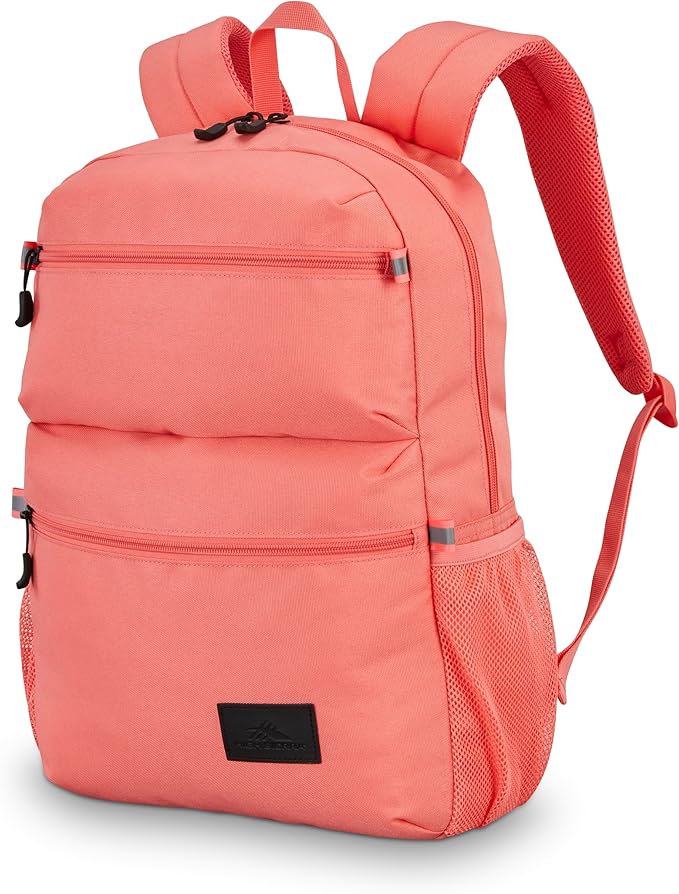 High Sierra Everclass Backpack - Travel or Work Laptop Bookbag with 360° Reflectivity, Dual Water Bottle Pockets & Fits Laptops Up To 15.6”, One Size, Sunset Coral