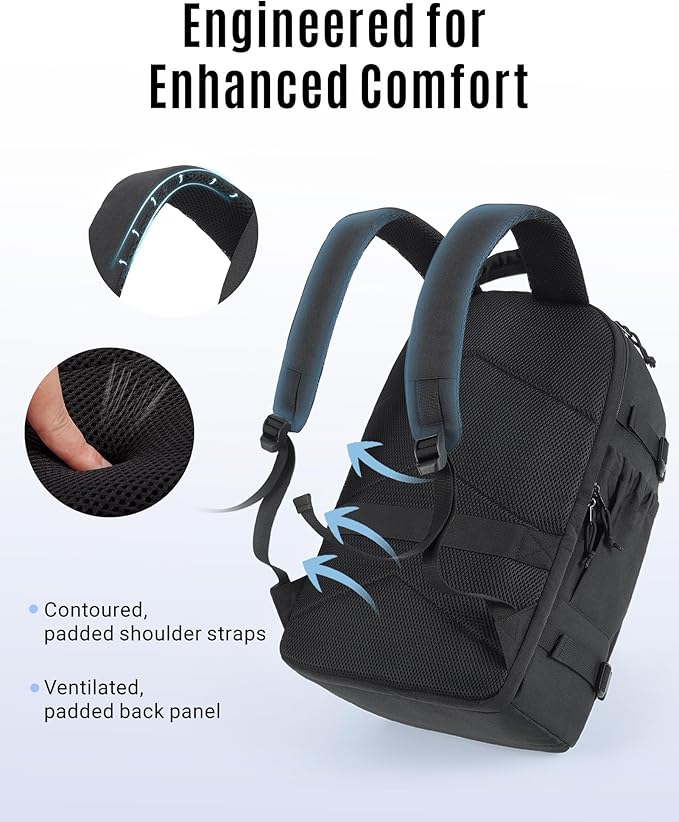 LIGHT FLIGHT Travel Backpack Carry On Flight Approved TSA Friendly Backpack Water-resistant Lightweight Business Large Weekender Bag Casual Daypack 15.6" Laptop Backpack for Men Women,Black