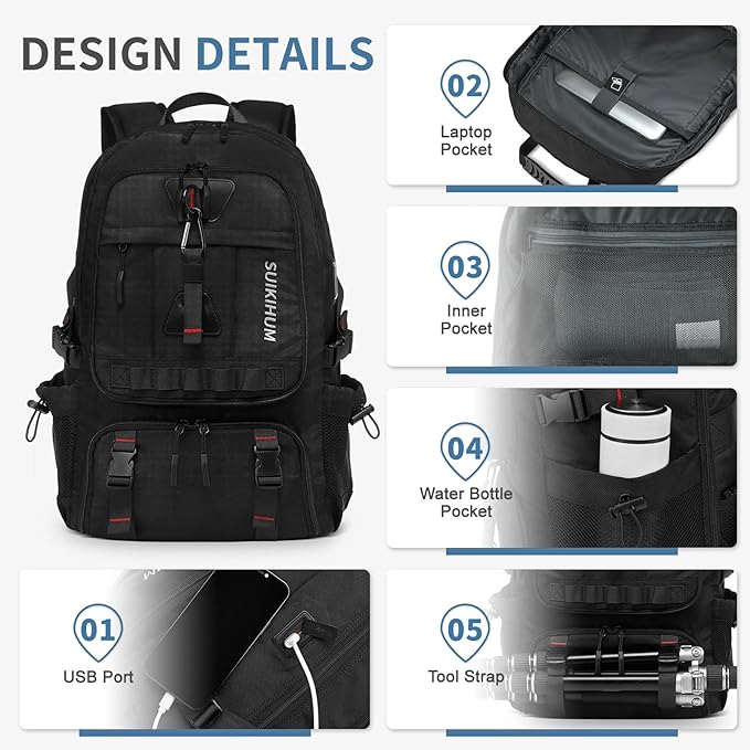 Travel Backpack for Men, 35L TSA Approved Large Laptop Backpack Fits 18.4 Inch, Water-Repellent W/Shoe Compartment & Wet Pocket Anti-theft Pocket, Black