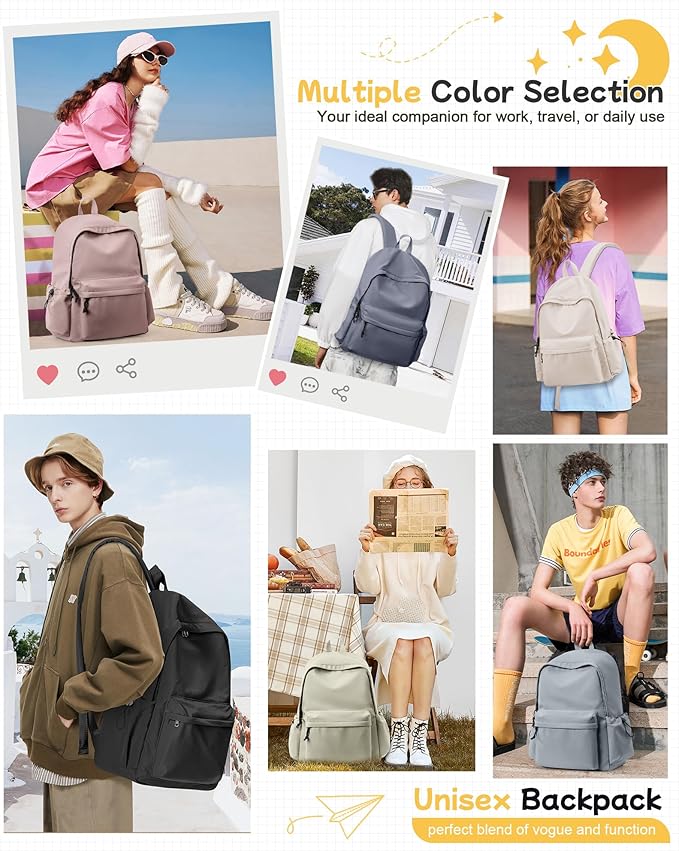 BJLFS Purple Backpack for Girls Women, Waterproof High School Bookbag, Lightweight Casual Travel Daypack,Classic Basic College Backpack, Middle School Bag for Teen Girls Boys Cute Back Pack