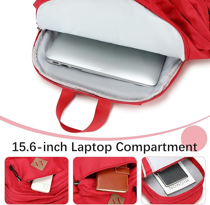 abshoo 32L Backpack for School College Bookbag Middle High School Backpacks Casual Daypack Travel Backpack (Red)
