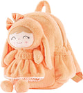 Gloveleya Back to School Gifts for Girls Toddler Backpack Plush Bag with Detachable Orange Rabbit 11 Inches Gift for Baby Girl Aged 2+