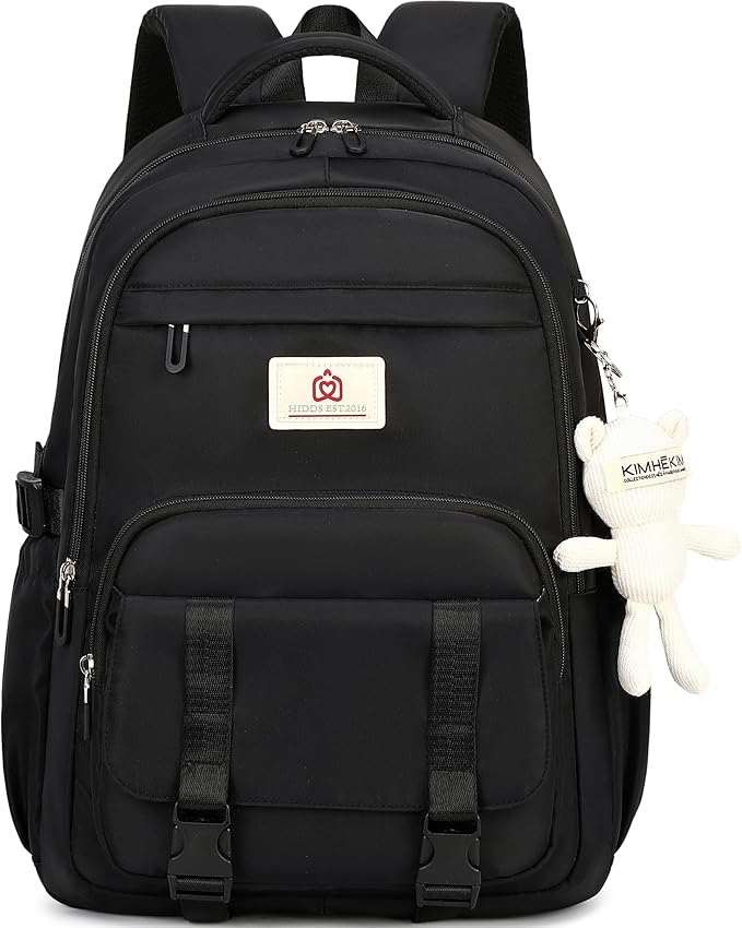 Hidds College Backpack Laptop Backpacks 15.6 Inch for Men Women Elementary Middle High School Book Bag For Teens Girls Boys Student Anti Theft Travel Daypack Large Bookbags-Black