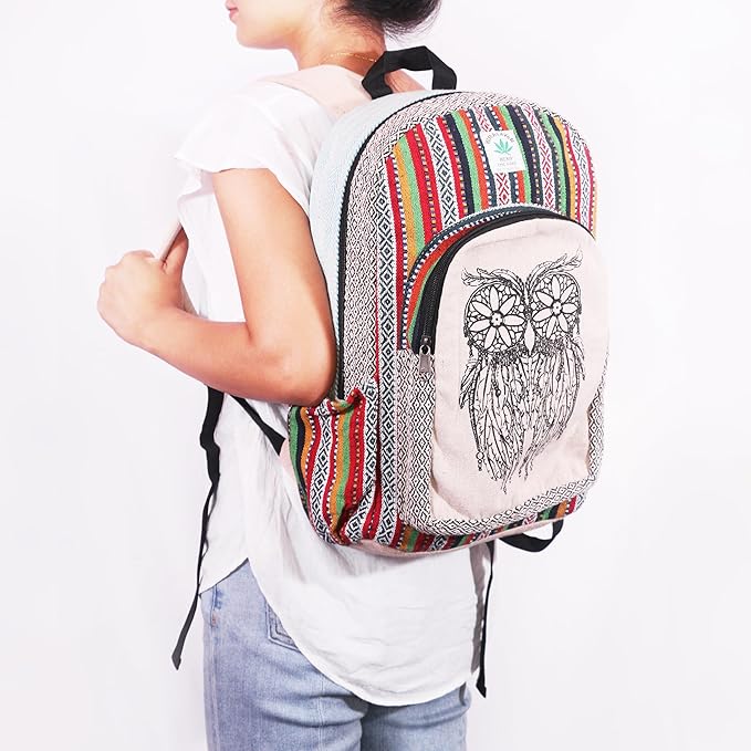 Anitya Hemp Backpack, Multi-Functional Pockets, Eco-Friendly, Unisex, Hiking Daypack, Durable Rucksack (AHLB02)