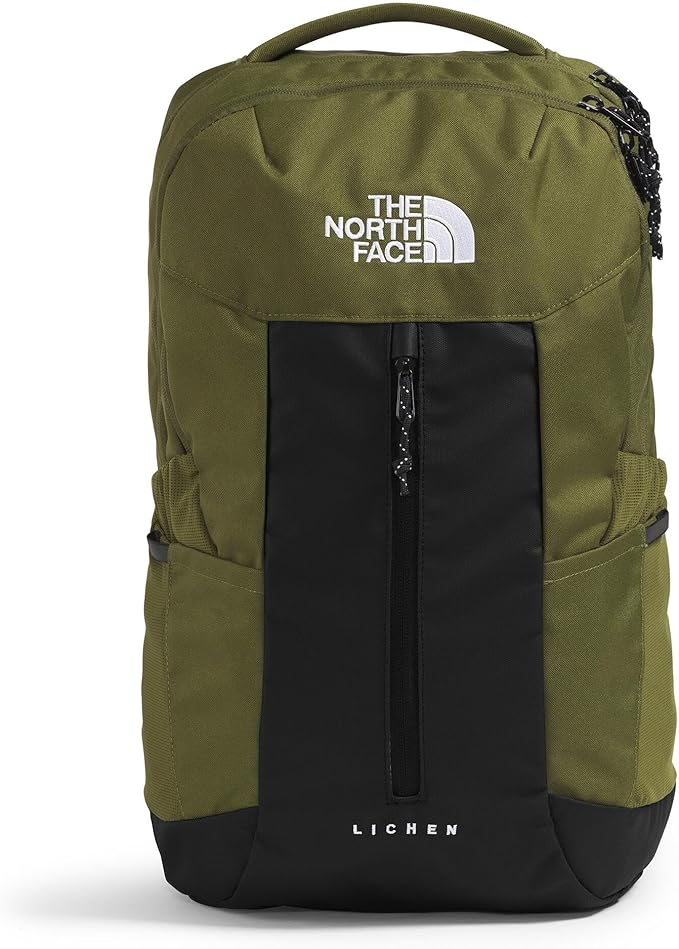 The North Face Lichen Daypack - Everyday Commuter Backpack, Laptop Sleeve, Water Bottle Pockets, Center Front Pouch, Woodland Green/TNF Black, One Size