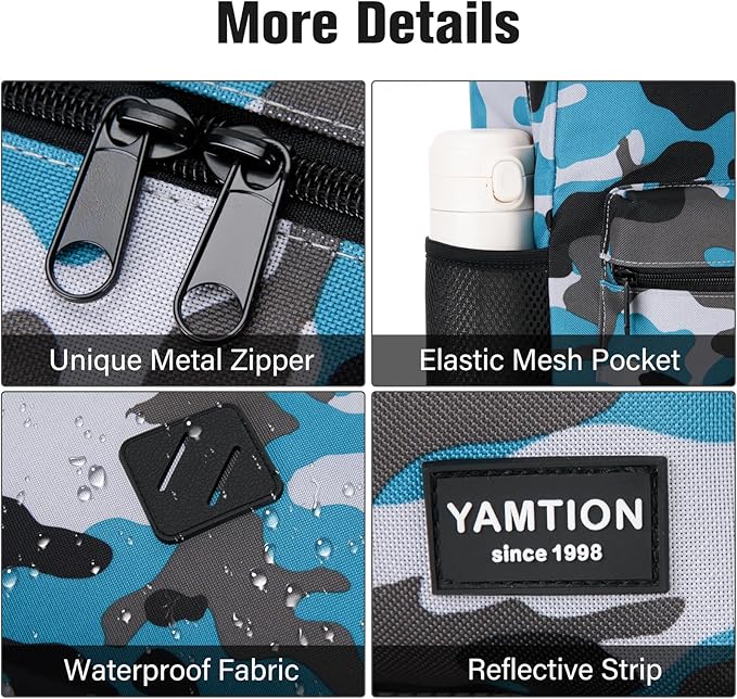 YAMTION School Backpack,Bookbag Men and Teen Boy Schoolbag with USB Charging Port for High School College