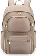 LIGHT FLIGHT Women's Laptop Backpack Fit for 15.6 Inch for Travel Work Business College, Large Capacity Stylish Bookbag with USB Port and Water-Resistant for Daily Use,Champagne