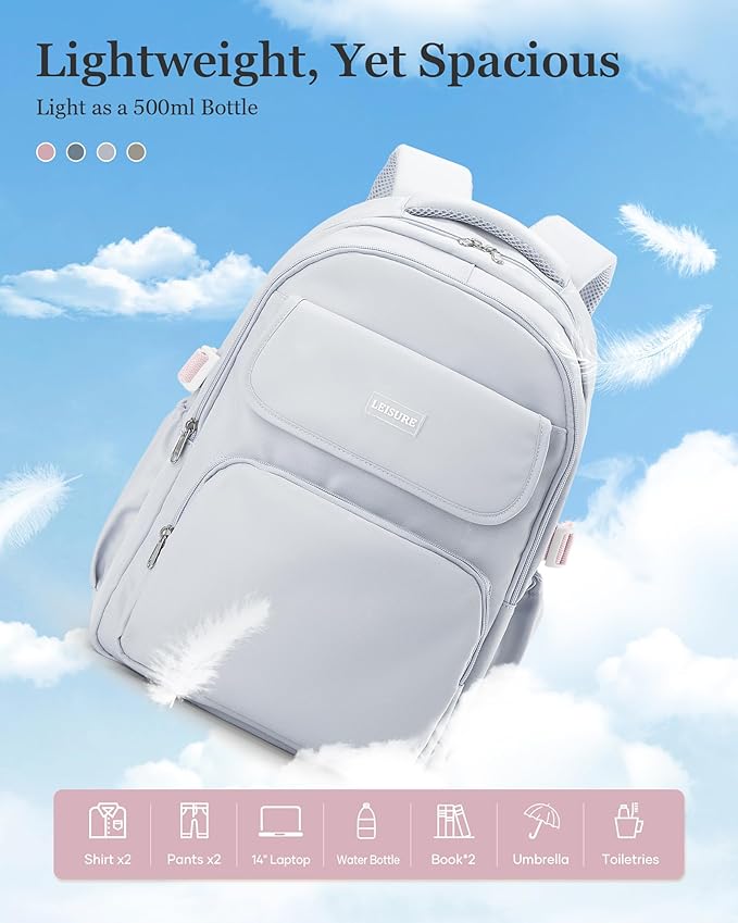 Cute Middle School Backpack For Teen Girls,Waterproof Casual Bookbags,Lightweight Travel Daypack,Basic Laptop College Backpack For Women(grey