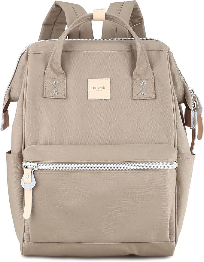 himawari Laptop Backpack for Women&Men Travel With USB Charging Port Large Business Bag Water Resistant College Computer Doctor (1881-Khaki, Regular)